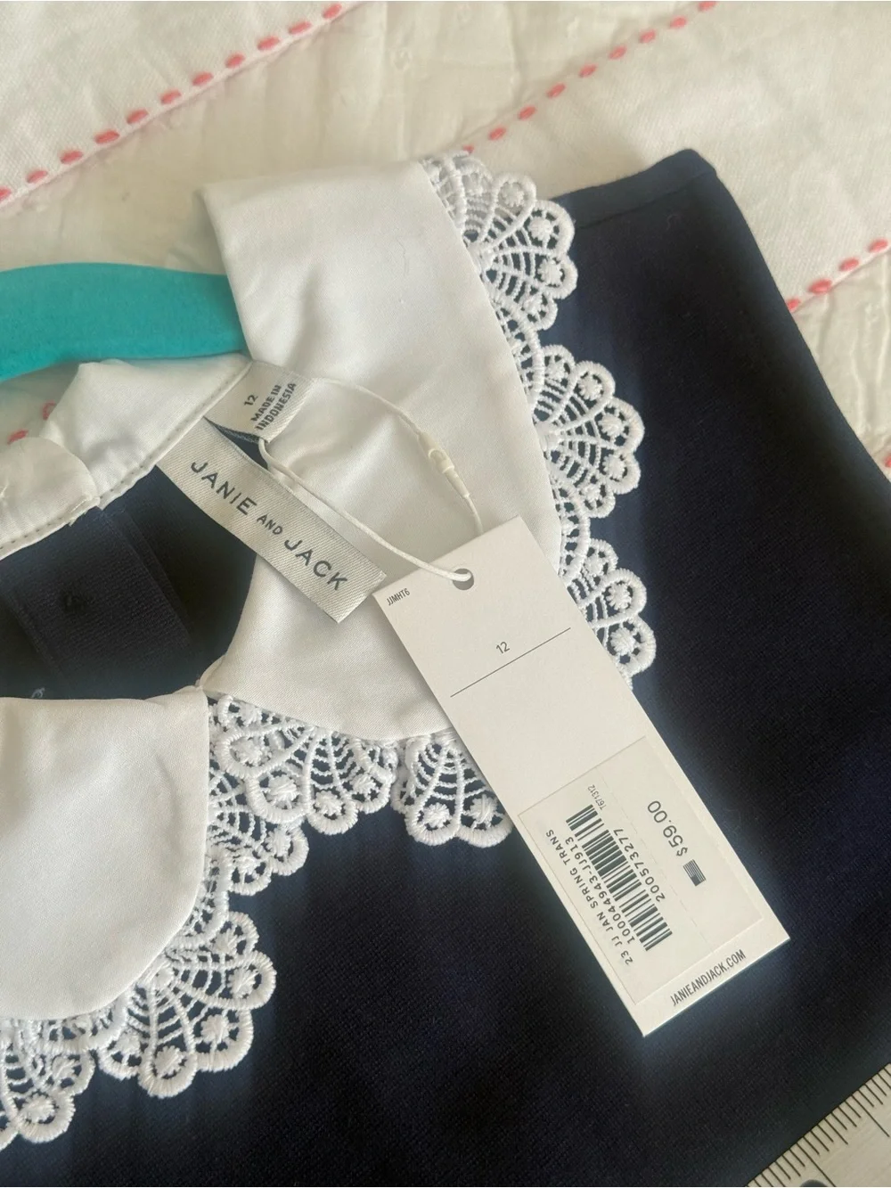 Janie and Jack Navy School Uniform Dress Size 12 NWT